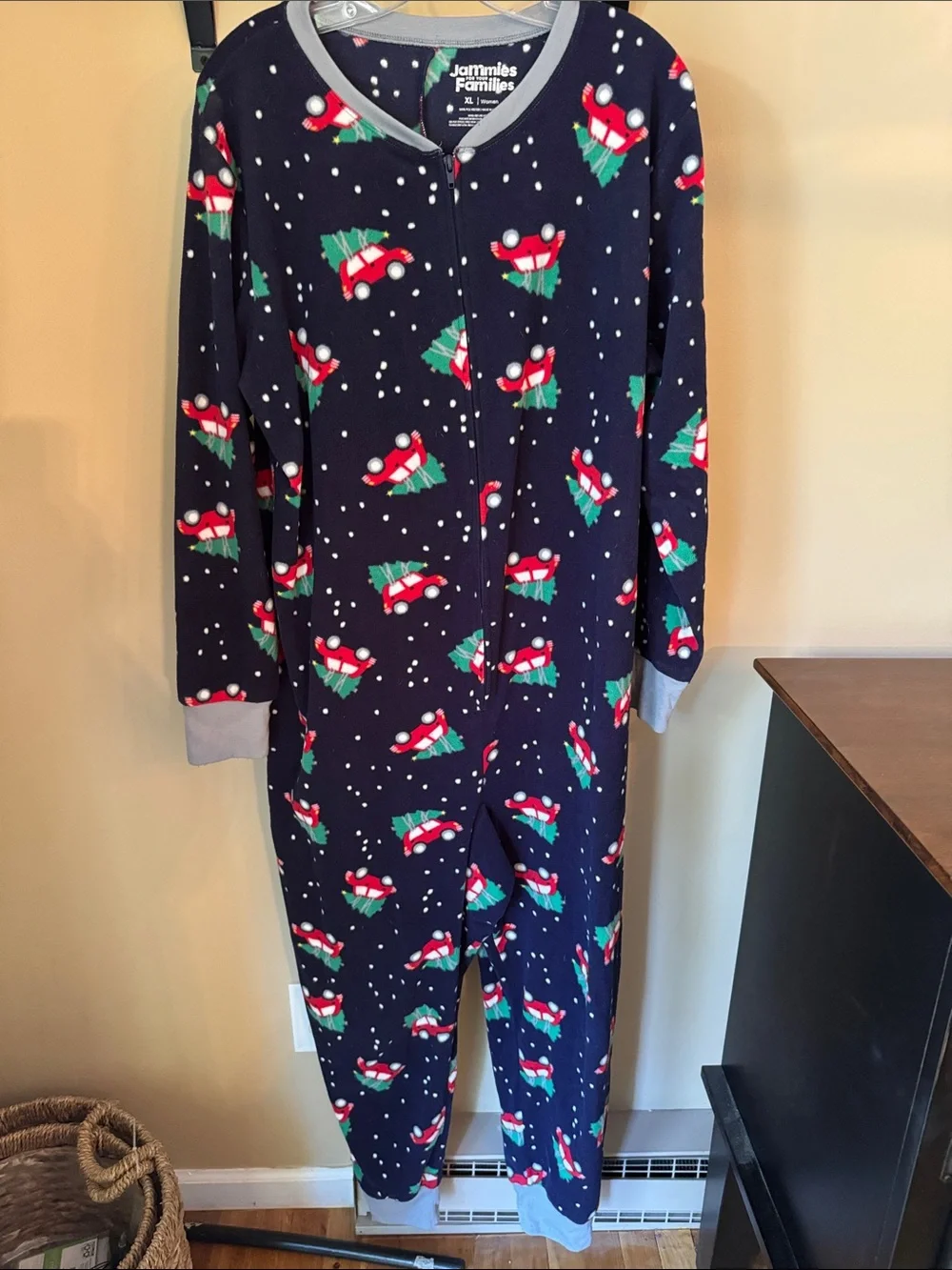 Women’s JAMMIES FOR YOUR FAMILY Warm Fleece Holiday Winter 1-PC Zip Pajamas